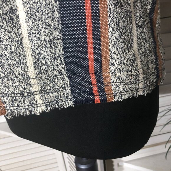 Ann Taylor Boho Blouse Cotton Short Sleeve Striped Gray Blue Cream Small - Picture 6 of 8